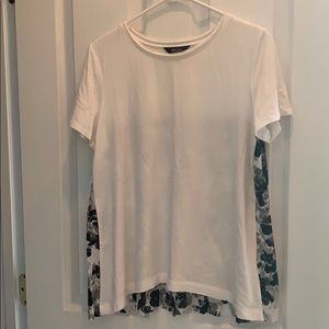 Vera Wang Multi-Fabric Top Black & White Floral